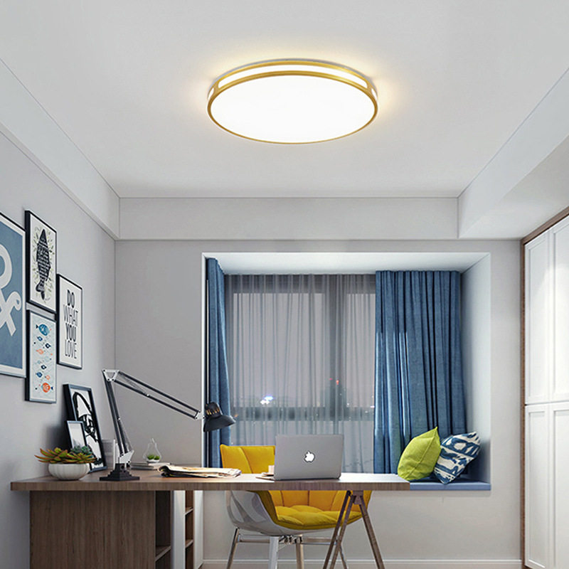 欧式全铜led吸顶灯 圆形客厅卧室灯 超薄书房阳台灯简约现代灯具