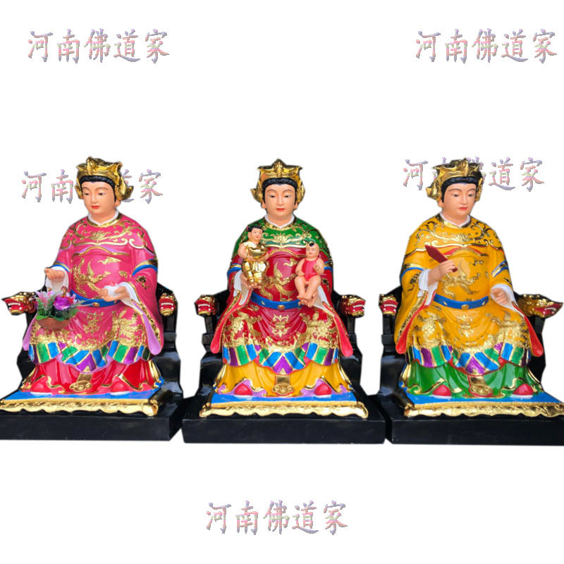 送子张仙神像 树脂三霄仙子 感应随世仙姑正神 三霄娘娘 雕塑彩绘