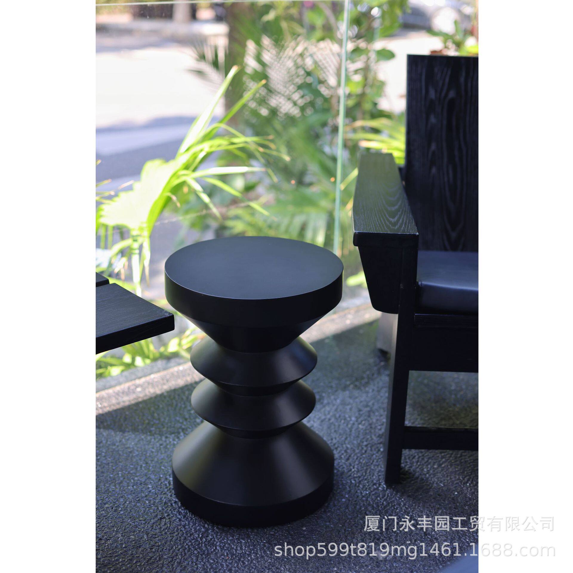 黑色几何边几角几金属质感艺术设计极简约客厅咖啡馆现代