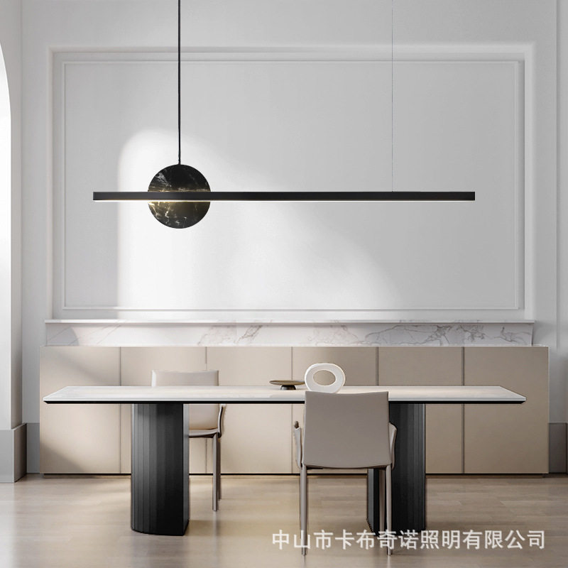 北欧极简轻奢大理石全铜餐吊灯