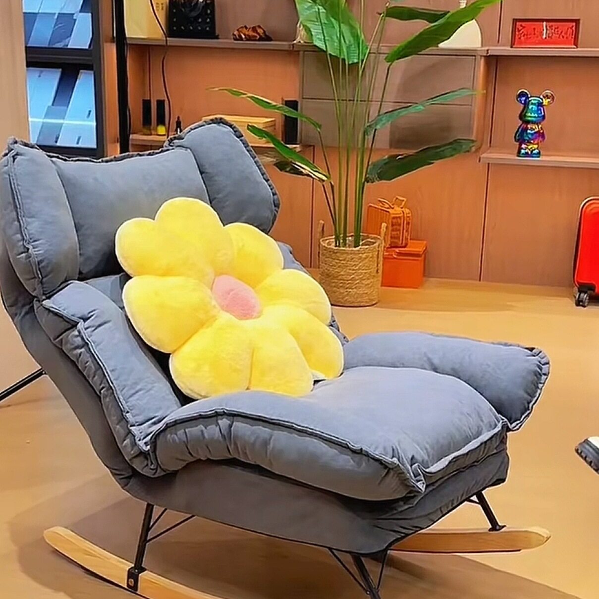 摇摇椅躺椅懒人沙发家用客厅阳台休闲椅可折叠可躺可睡午休椅单人