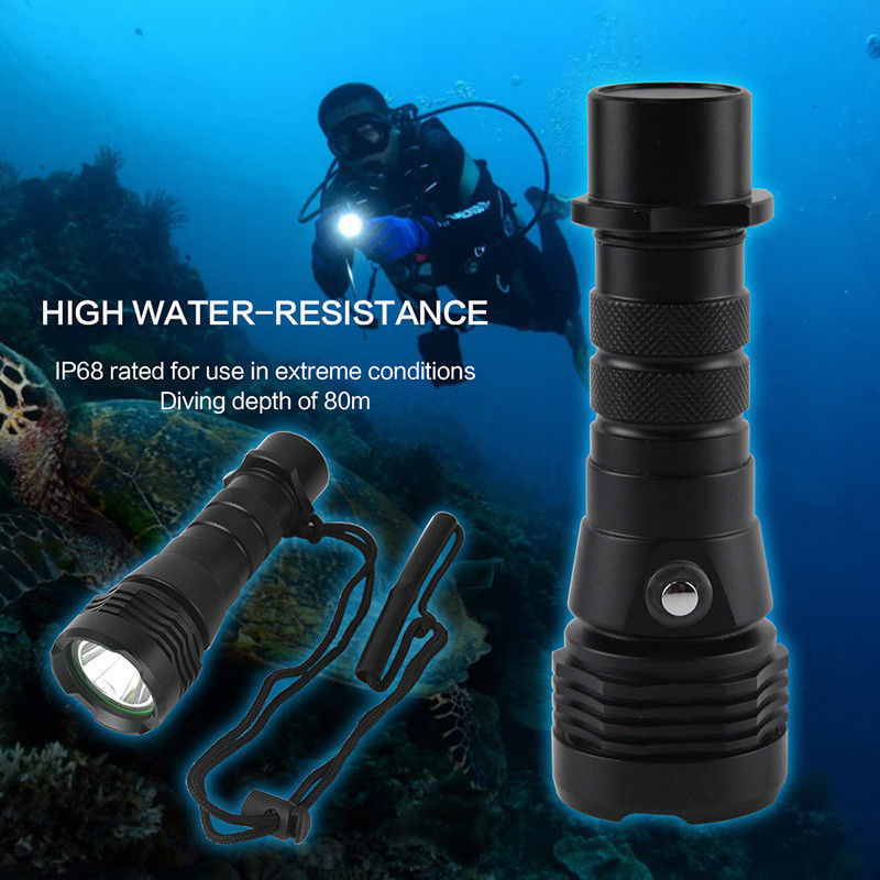 L2 LED潜水手电筒26650可防水40米 露营钓鱼夜潜照明潜水灯手电筒