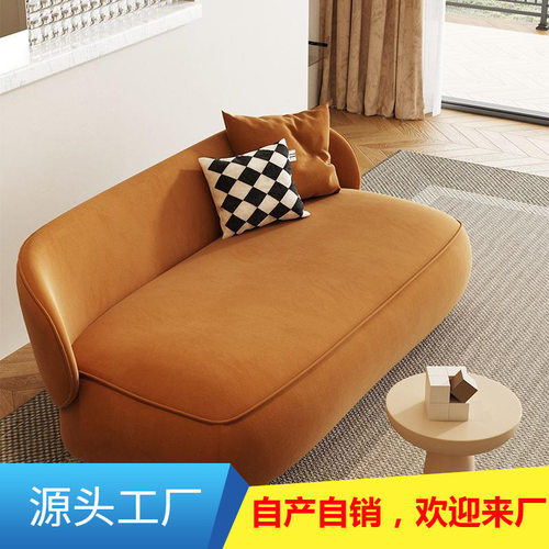 现代奶油风小户型布艺沙发简约轻奢直排懒人沙发家用客厅极简沙发