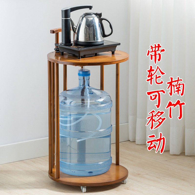 2026茶水柜黑胡桃木新中式小茶柜烧水柜客厅简约竹木置物架北欧餐
