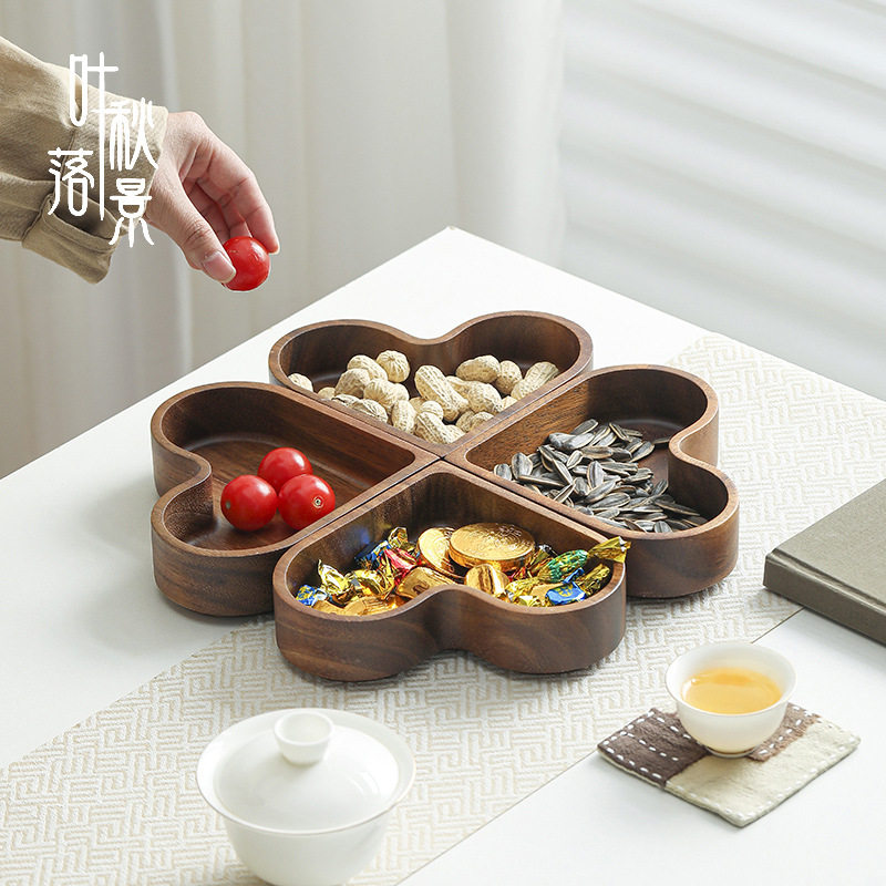 南美胡桃木木质点心盘托盘爱心干果盘收纳盒水果盘实木盘子茶点盘