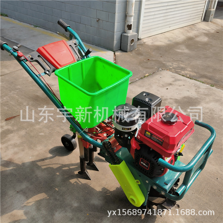 汽油追肥耘播机双行手推播种机 家用小麦条播机