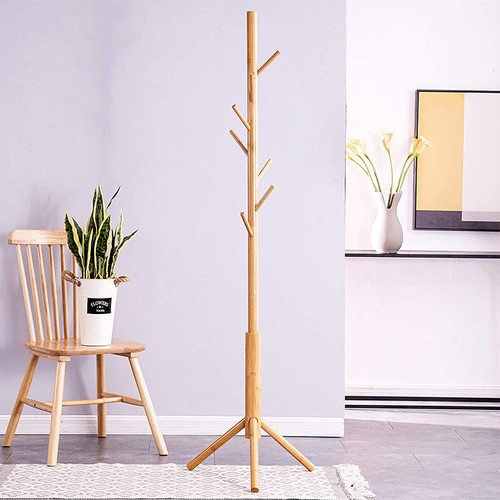 竹制简约落地衣帽架多高度定制
