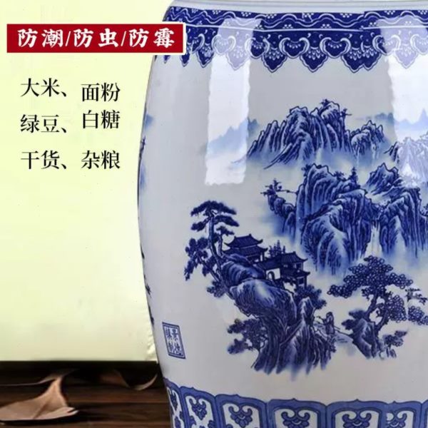 米桶家用2024新款陶瓷米缸密封带盖老式高端50斤装防虫防潮网红