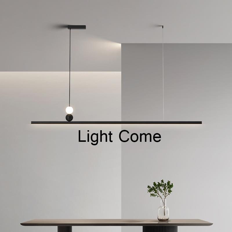 高亮led一字长条吊灯黑色拉丝航空铝材餐厅吧台前台办公室灯具饰