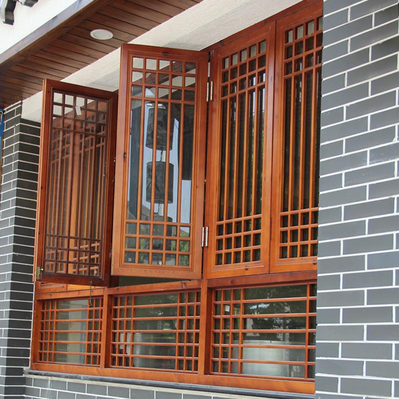 新中式实木格栅屏风隔断花窗中式玄关电视背景墙仿古门窗木窗装修