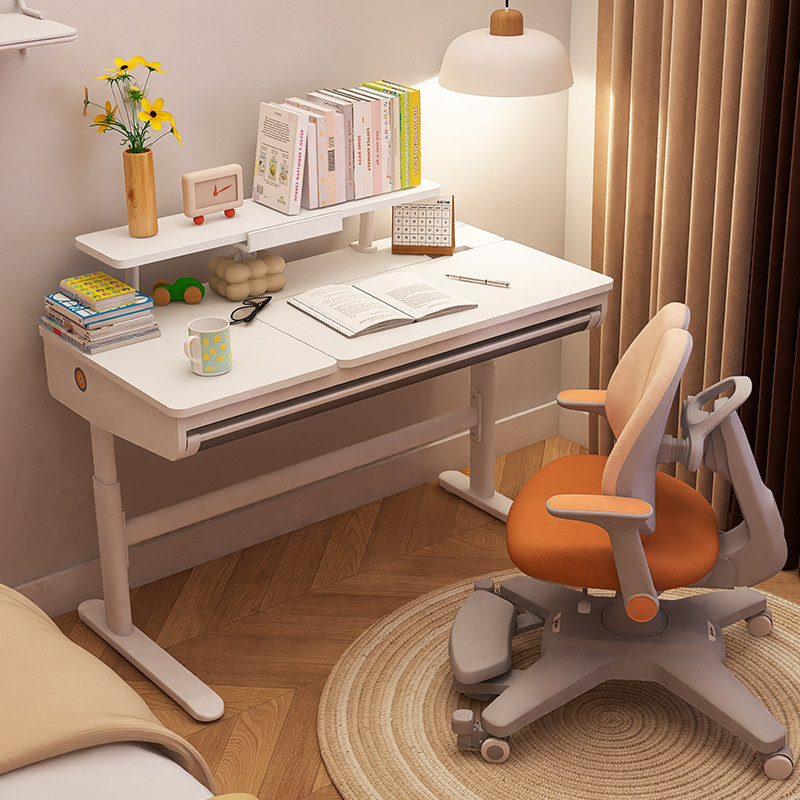 爱果乐儿童学习桌家用书桌小学生写字课桌椅青少年可升降实木套装