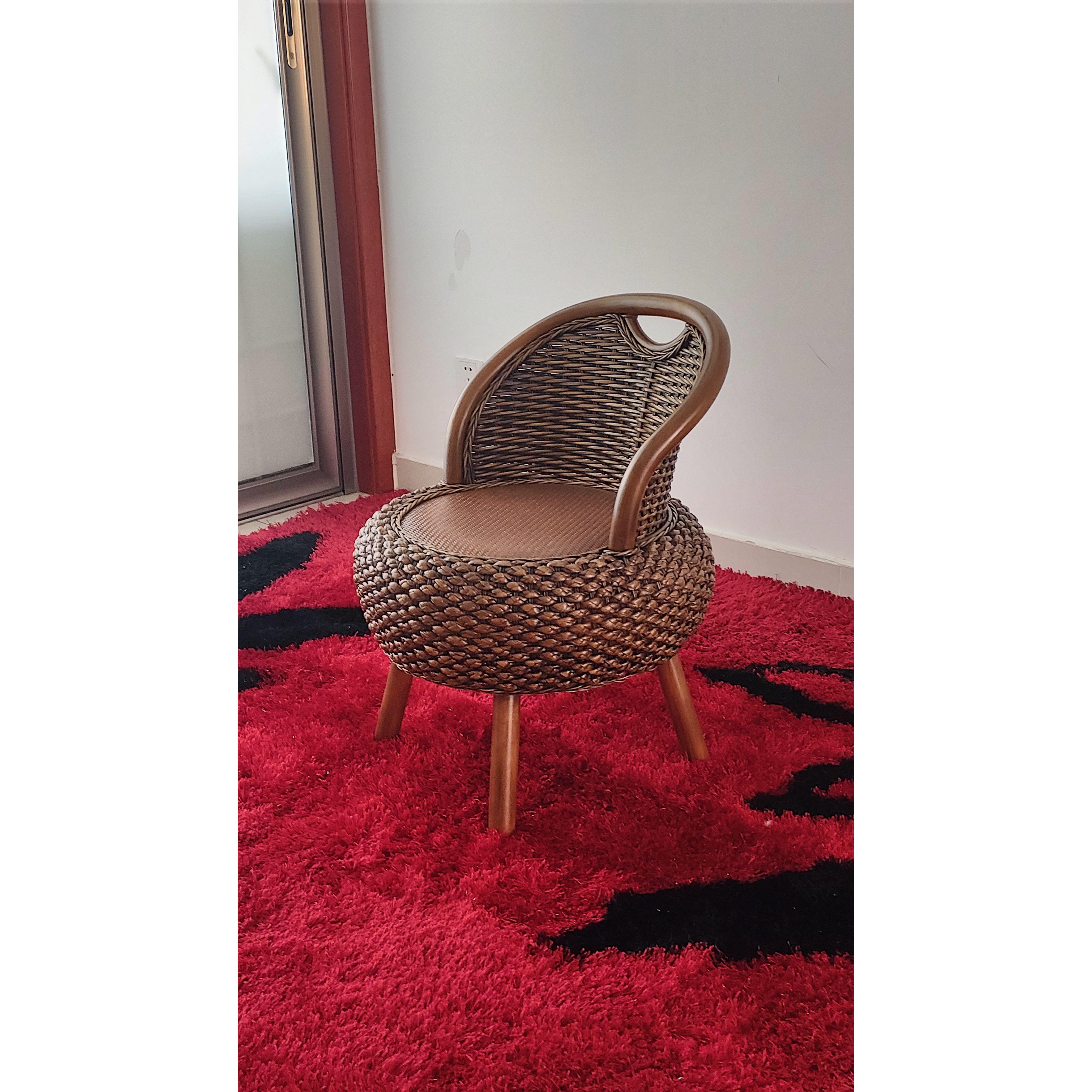 家用藤椅藤编靠背椅覆古榻榻米小座椅阳台休闲 矮凳单人圆形编织