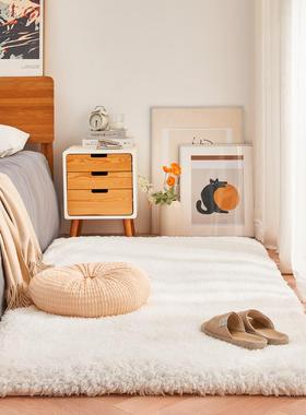 加厚白色毛绒床边毯满铺卧室床前地毯女孩房间飘窗垫学生宿舍地垫