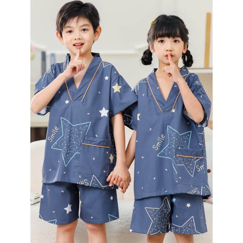 儿童汗蒸服棉质男女宝宝桑拿浴服中大童家居服睡衣小孩大小码按摩