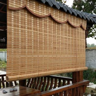 中式 防晒户外凉亭定做帘夏季 餐厅家用复古竹帘窗帘阳台隔断帘卷帘