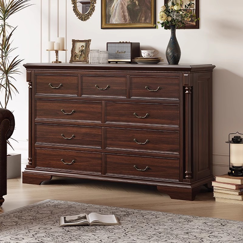 美式全实木斗柜客厅靠墙乡村简约九斗柜小户型卧室复古收纳储物柜