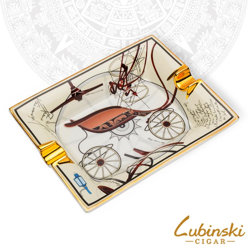 LUBINSKI鲁宾斯基雪茄烟具创意陶瓷彩绘方形台式家用雪茄烟灰缸