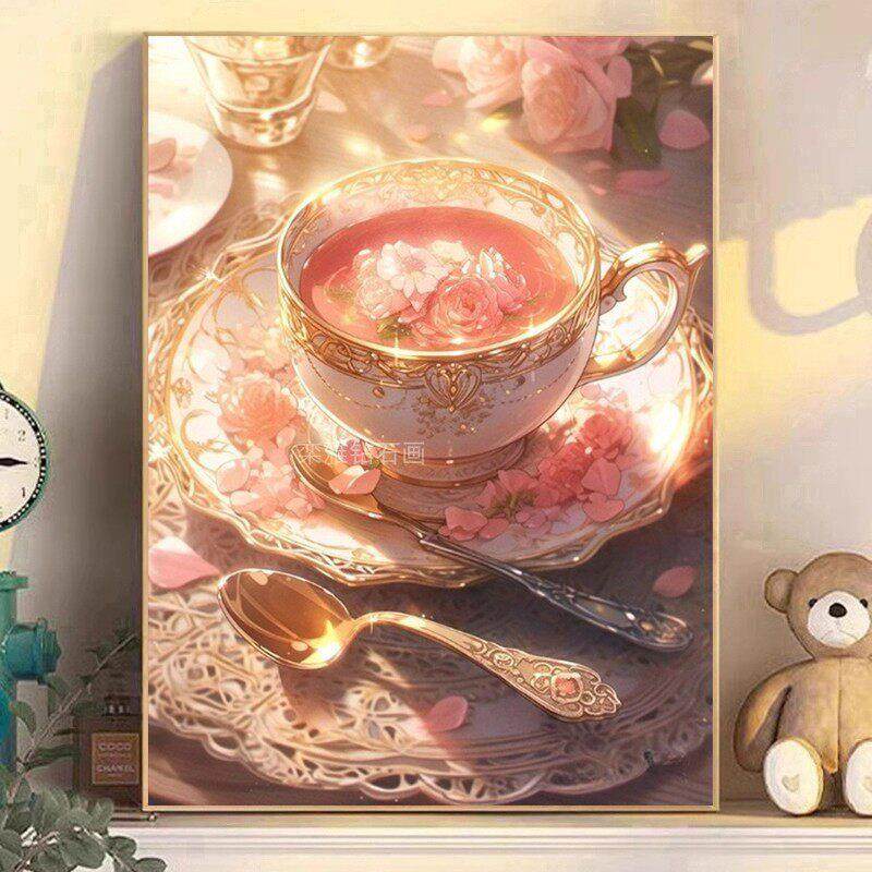 欧式DIY方钻满钻钻石画钻石绣拉花咖啡手工贴钻点钻十字绣带钻