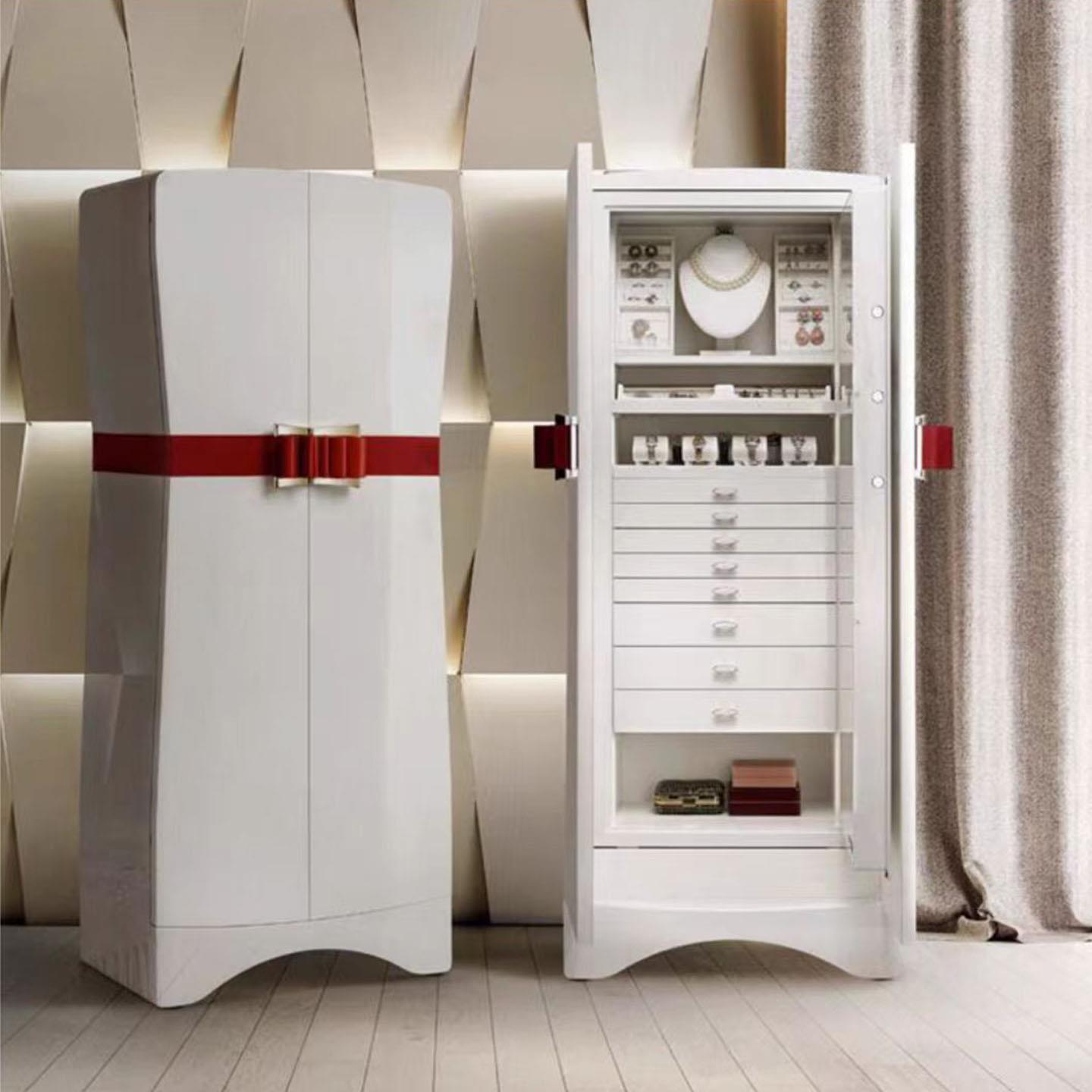 意式轻奢实木首饰柜家用设计师款保险柜别墅客厅高端珠宝柜收纳柜