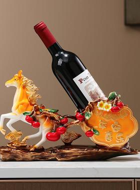 红酒架子平安喜乐摆件好寓意轻奢高档客厅酒柜装饰葡萄酒瓶置物架