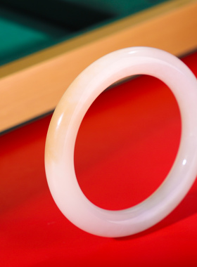 天然和田玉新疆羊脂玉糖白料手镯