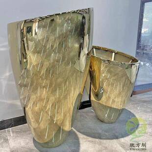 室内商场酒店写字楼电镀镜面拉丝模具冲压304#不锈钢花盆容器装饰