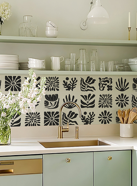 Matisse马蒂斯厨房墙面防油瓷砖贴纸防水卫生间装饰翻新花砖墙贴