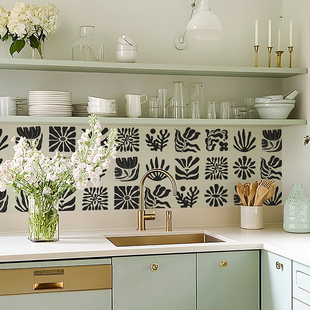 Matisse马蒂斯厨房墙面防油瓷砖贴纸防水卫生间装 饰翻新花砖墙贴