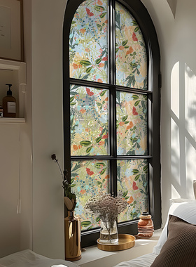 法式多巴胺厕所防走光贴膜浴室玻璃门静电贴纸卫生间房高级感装饰