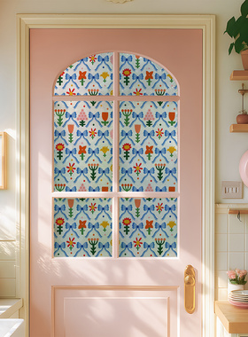 多巴胺蝴蝶结窗户玻璃贴纸厨移门透光不透明窗贴卫生间可爱窗花