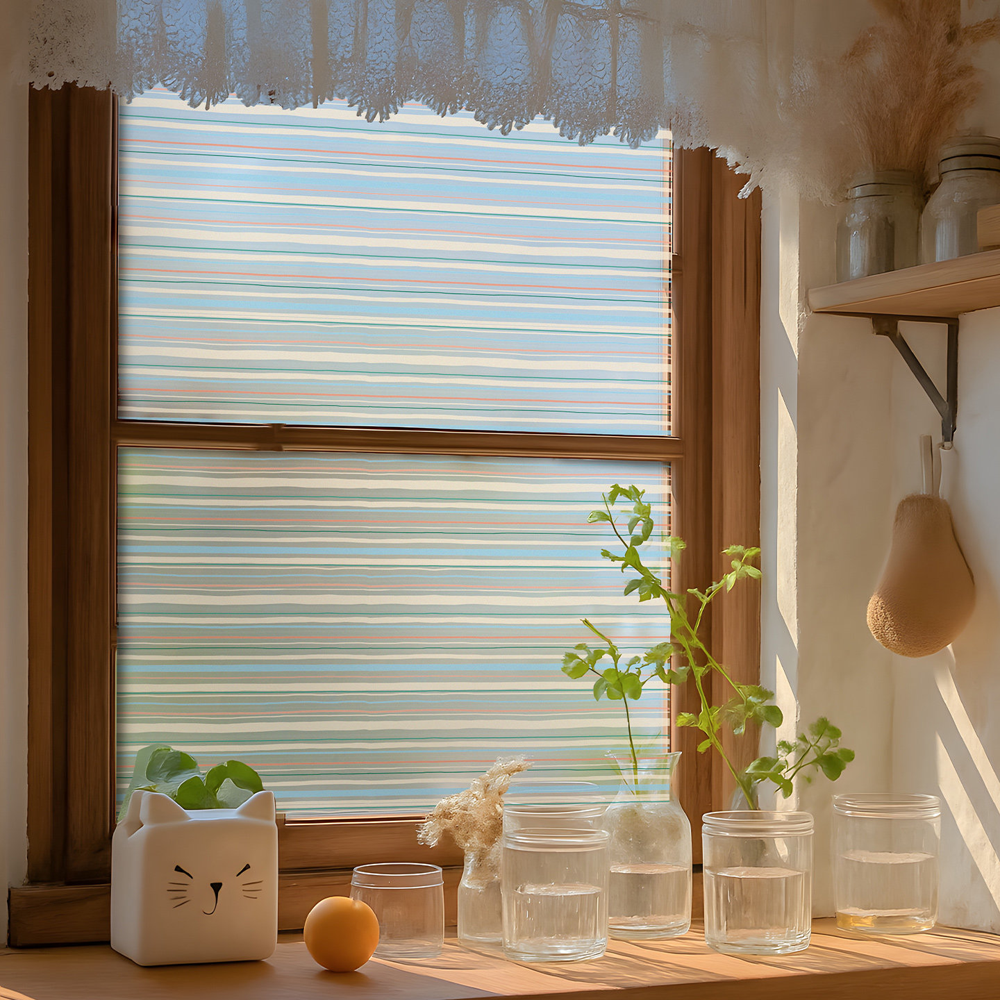 复古厨房玻璃贴纸磨砂防窥窗户推拉门透光不透明卧室窗花静电贴