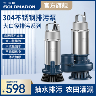 金玛顿220V不锈钢潜水泵家用抽水农用排污泵污水泵小型抽水机1010