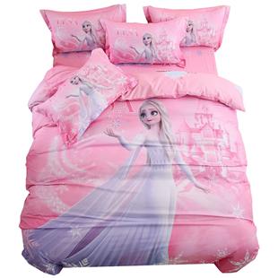 冰雪奇缘全棉四件套女孩儿童床单人三件套D纯棉艾莎公主床上用品