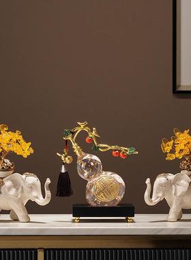 新中式水晶葫芦摆件招财客厅电视柜酒柜装饰品办公室摆设乔迁礼品