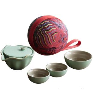 念想旅行茶具小套装 包单人迷你快客杯一壶两三杯户外泡茶壶 便携式