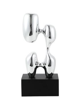 现代轻奢抽象银光闪烁树脂摆件样板房客厅酒柜高级感家居软装饰品