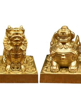黄铜摆件一对貔貅金属工艺品创意乔迁装饰品开业礼品大小号铜貔貅