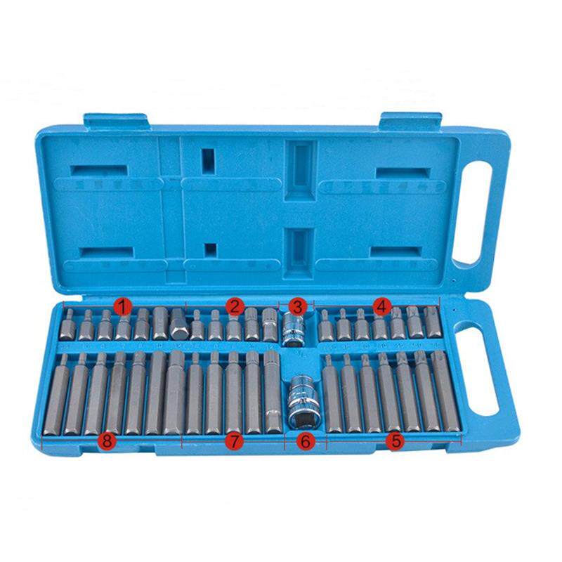 [40件批头组套]高硬度S2星批头套筒扳手H六角M梅花T型CRV塑盒套盒