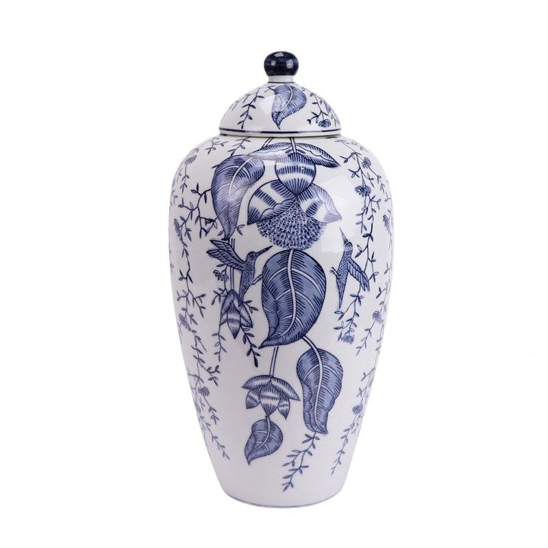 景德镇陶瓷青花将军电罐花瓷花瓶青摆件家JLJ居厅插花客器视柜装