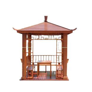 户外古建长廊庭院款凉亭防腐木菠萝格仿古廊架亭子树脂瓦顶遮阳