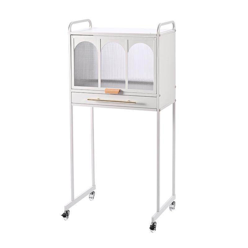 防尘高脚收纳柜落地万向轮防尘上翻门带抽屉扫地机器人置物架