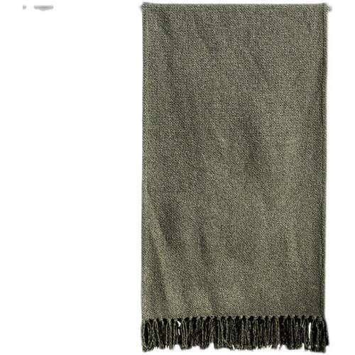 轻奢复古绿色沙发盖毯样板间床盖手撕流苏搭毯民宿酒店床旗床尾巾