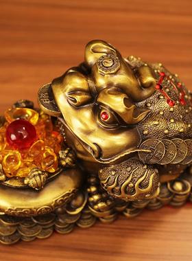 新品聚宝盆金蟾摆件店铺客厅办公室三足蟾蜍开业金蝉装饰品送礼