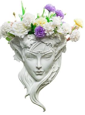 北欧女神工艺品雅典娜头像花盆挂件客厅墙壁吊兰挂花藤壁挂吊篮花