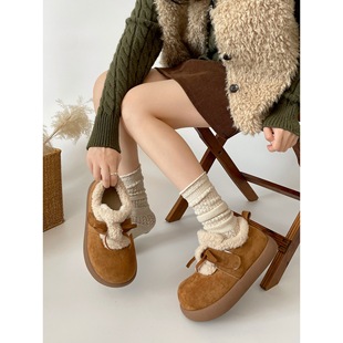 2025新款复古加绒加厚厚底雪地棉鞋女冬保暖外穿防滑毛毛勃肯鞋子