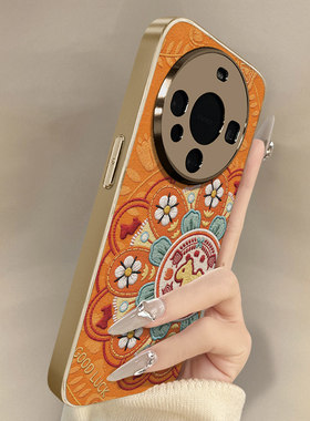 图腾小马适用于华为mate80手机壳70pro新年款70air小羊皮60pro+女mate50橙色40e男30pro高级pura80防摔mate60