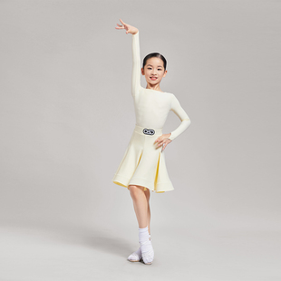 OSD拉丁舞服女童标准规定比赛服一字肩长袖款2025新款儿童舞蹈服