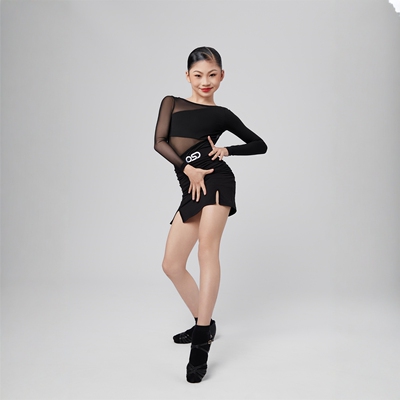 OSD舞服儿童女拉丁舞蹈服练功服训练服黑色感林意涵同款OC24L4043