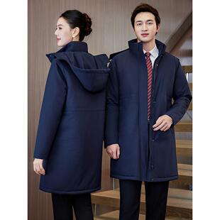 男女同款中长款职业正装棉服行政银行公务员商务棉衣冬季工装棉袄