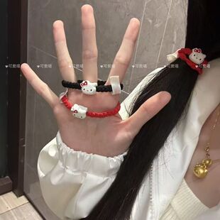 蛇年发饰三丽鸥对装 编制树脂kt头发圈凯蒂猫小皮筋情侣学生扎头发